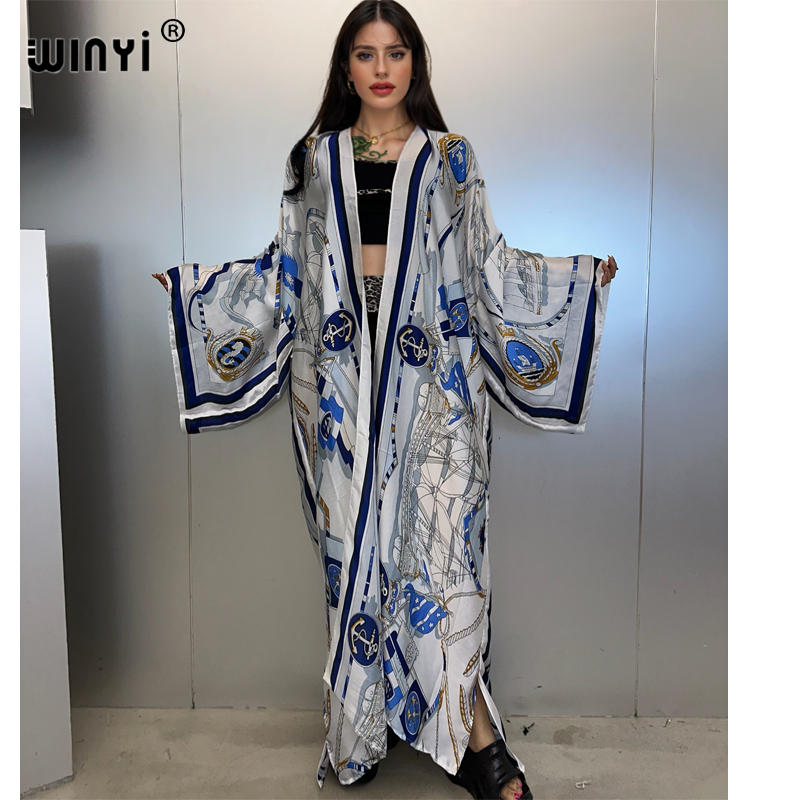 Cover Up Kaftan - WINYI ชุดกิโมโนฤดูร้อน คาฟทัน ชุดชายหาด เสื้อคลุมคาร์ดิแกน แฟชั่น