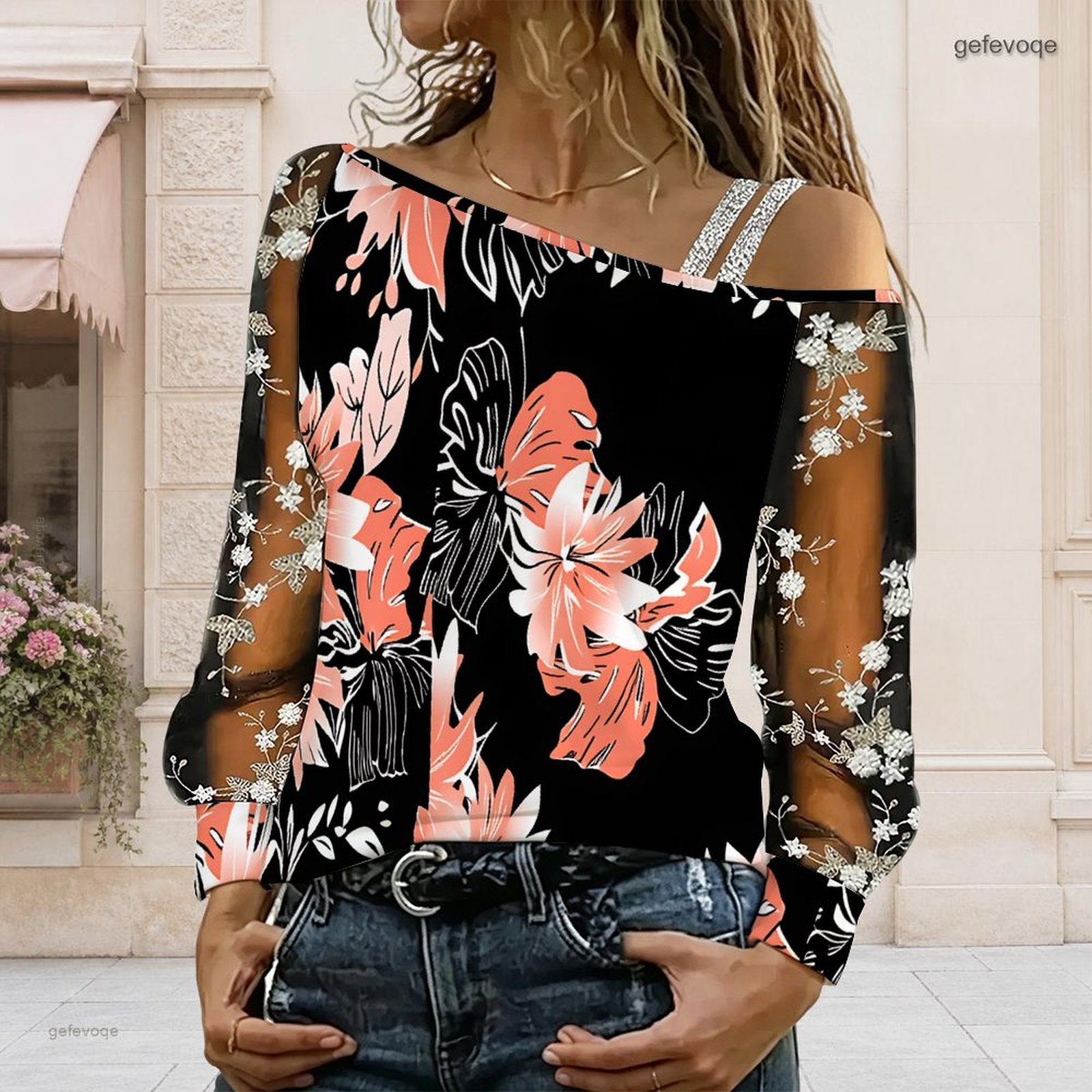 เสื้อผู้หญิงเปิดไหล่ ทรงไม่สมม - Blouse Off Shoulder บทวิจารณ์และราคา