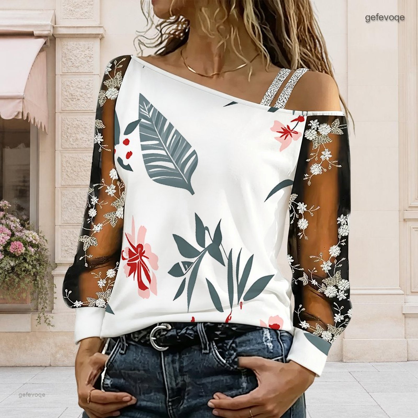 เสื้อผู้หญิงเปิดไหล่ ทรงไม่สมม - Blouse Off Shoulder บทวิจารณ์และราคา