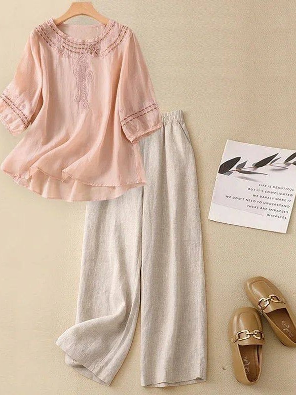 ชุดผ้าฝ้ายลินินคุณภาพสูงสำหรับ - Linen Pant Wide บทวิจารณ์และราคา