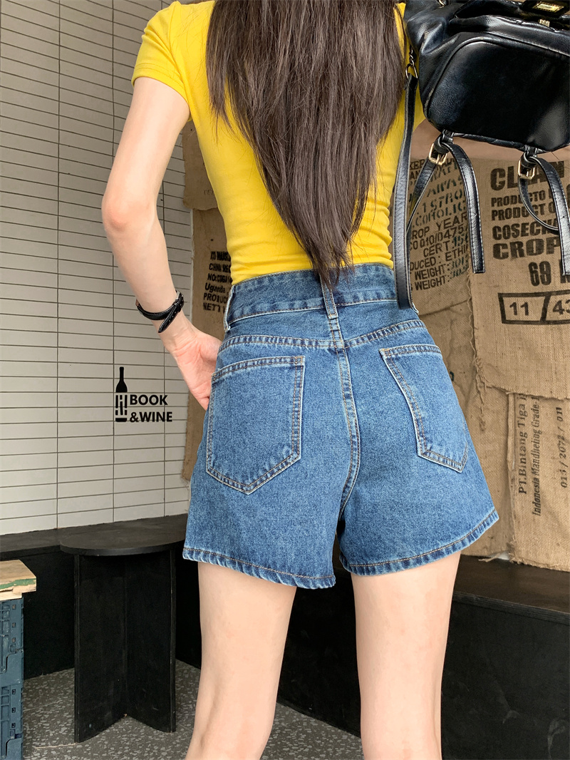 กางเกงยีนส์ขาสั้นสีน้ำเงินสำหร - Shorts Denim Frayed บทวิจารณ์และราคา