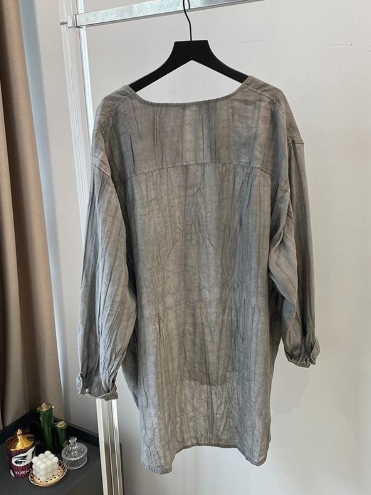 เสื้อเชิ้ตผ้าฝ้ายลินินสีเทาพับ - Linen Pant Wide บทวิจารณ์และราคา
