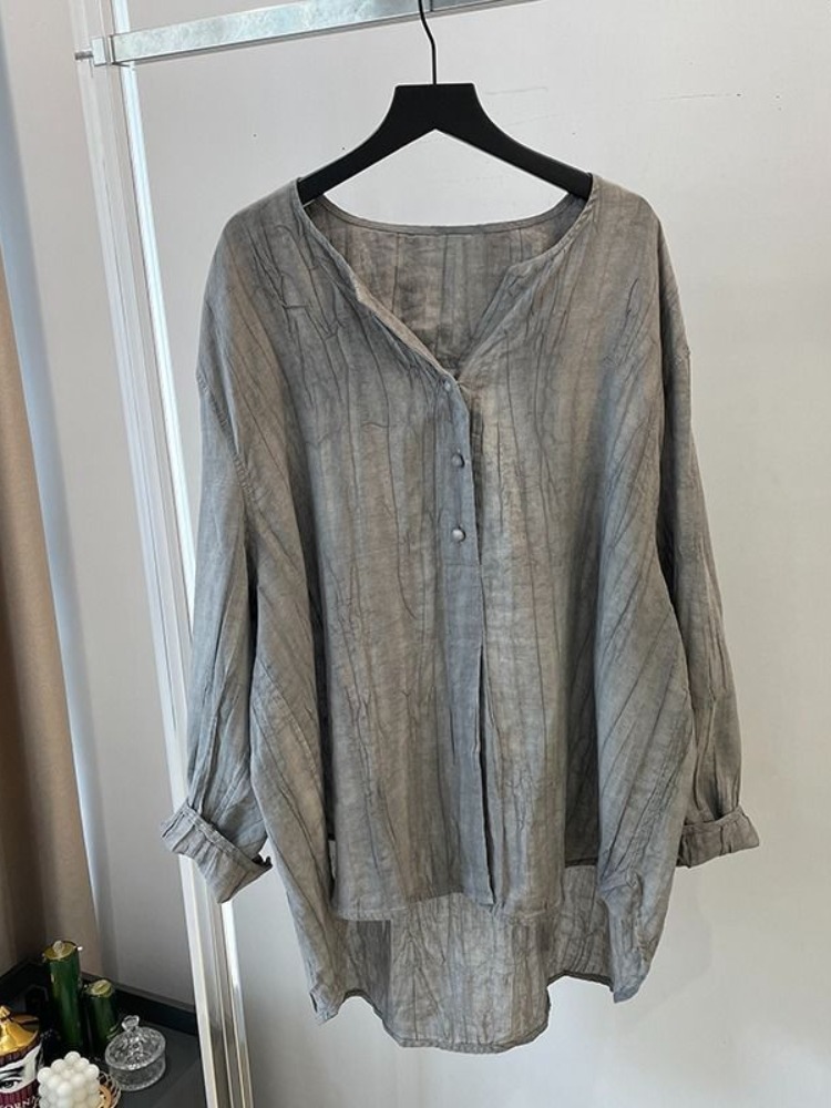 เสื้อเชิ้ตผ้าฝ้ายลินินสีเทาพับ - Linen Pant Wide บทวิจารณ์และราคา